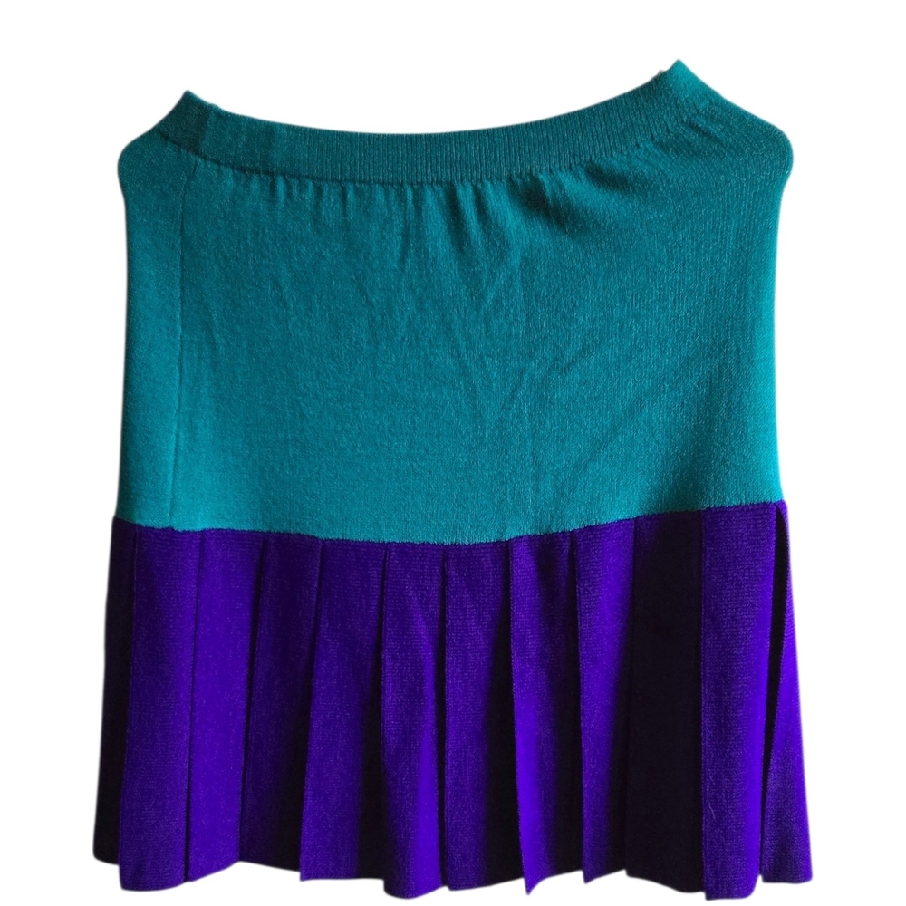 Vtg 80s Authentic Made In Usa Jewel Tone Knit Power Suit Teal & Royal Purple - Picture 6 of 8
